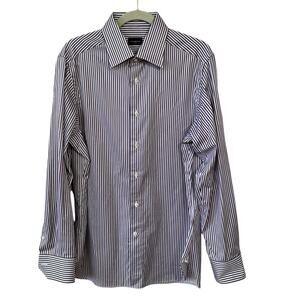 Ermenegildo Zegna Sumisura Slim Purple Striped Long Sleeve Button Down Shirt M